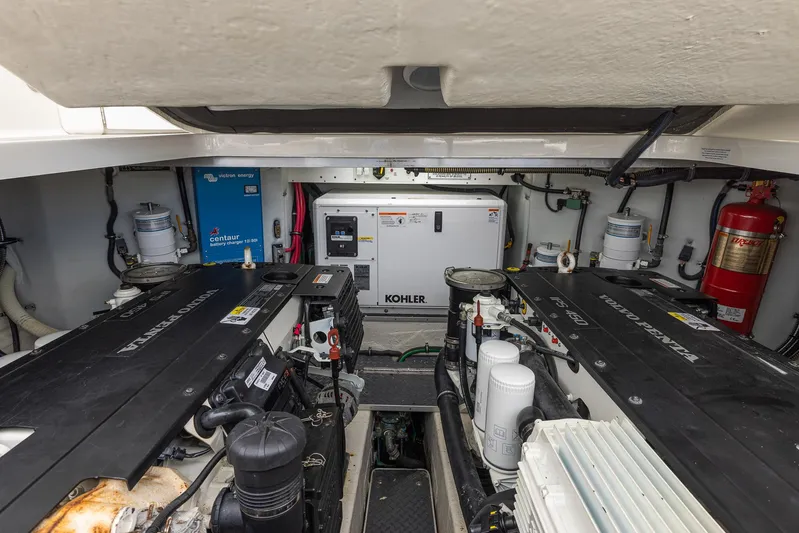  Yacht Photos Pics Engine room of a 2020 Formula 37 PC yacht with Kohler generator.