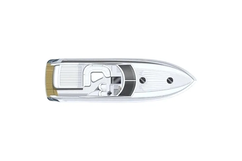 M/y Kathy Yacht Photos Pics Top view of a 2006 Princess V42 yacht layout, showcasing deck and cabin design.