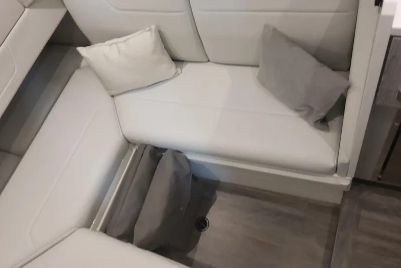  Yacht Photos Pics 2024 Formula 387 Center Console Fish interior seating with cushions, showcasing modern design.