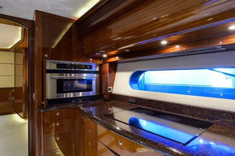 Virginia Sea Yacht Photos Pics Luxurious kitchen interior of 2005 McMullen & Wing Custom Express Sport Cruiser yacht.