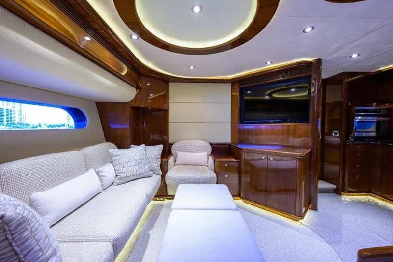 Virginia Sea Yacht Photos Pics Luxurious interior of 2005 McMullen & Wing Custom Express Sport Cruiser yacht.