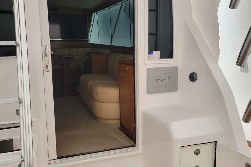  Yacht Photos Pics 1986 Ocean Yachts 55 Super Sport interior view with Garmin electronics.