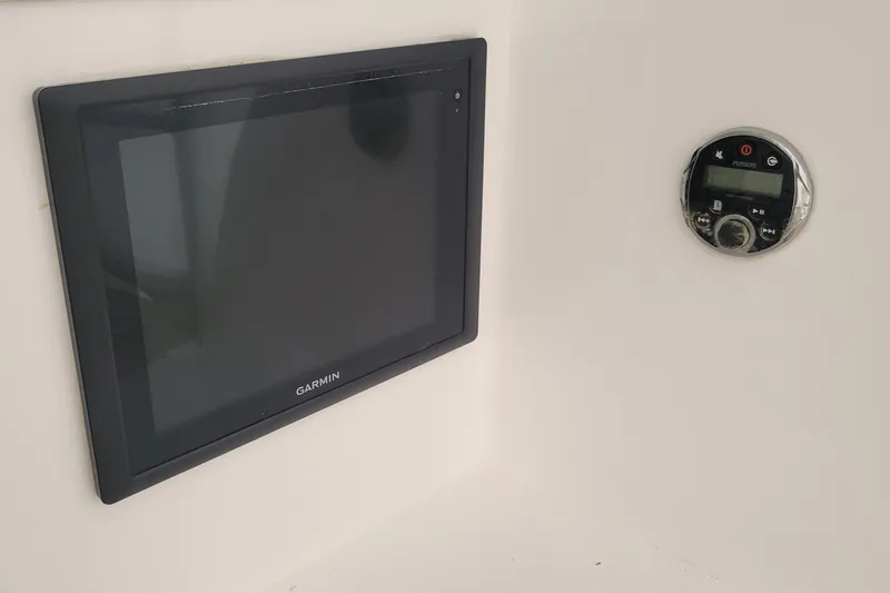  Yacht Photos Pics Garmin navigation display and control panel on 1986 Ocean Yachts 55 Super Sport.