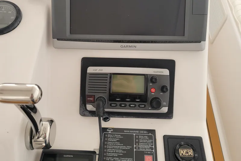  Yacht Photos Pics Control panel of a 1986 Ocean Yachts 55 Super Sport with Garmin electronics.