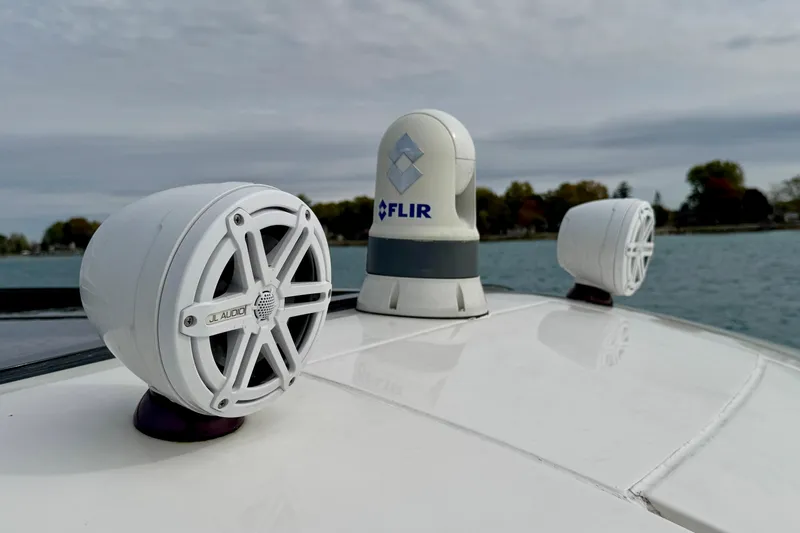 Floor It Yacht Photos Pics 2014 Sea Ray 510 Sundancer with JL Audio speakers and FLIR system on deck.