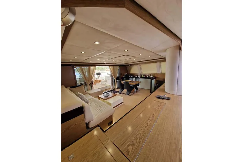 Grace Yacht Photos Pics Luxurious interior of 2013 Sunreef 60 LOFT yacht with elegant furnishings and modern design.