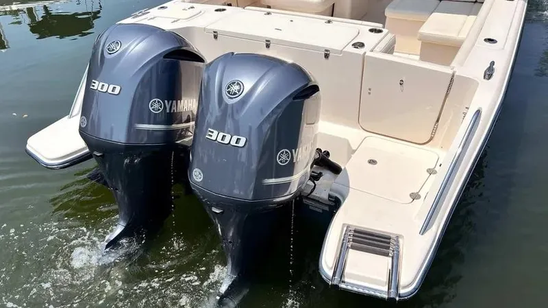  Yacht Photos Pics 2019 Grady-White Freedom 325 boat with twin Yamaha 300 outboard engines.