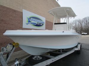 2024 Ranger 2360 Bay boat on trailer at Grand Pointe Marina.