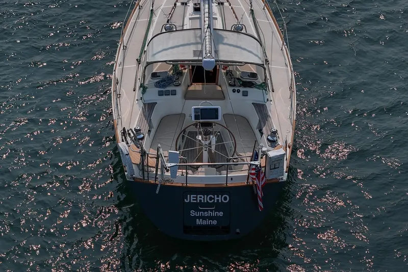 Jericho Yacht Photos Pics Tartan 4100 sailboat from 2002 named "Jericho" on water, Sunshine Maine.