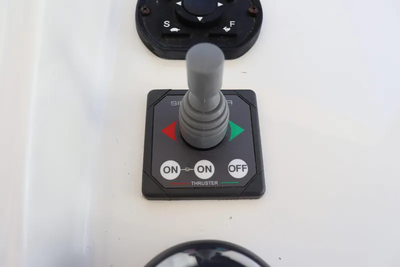 Rambler VIII Yacht Photos Pics Joystick control panel on 2013 MJM 36z Downeast boat.
