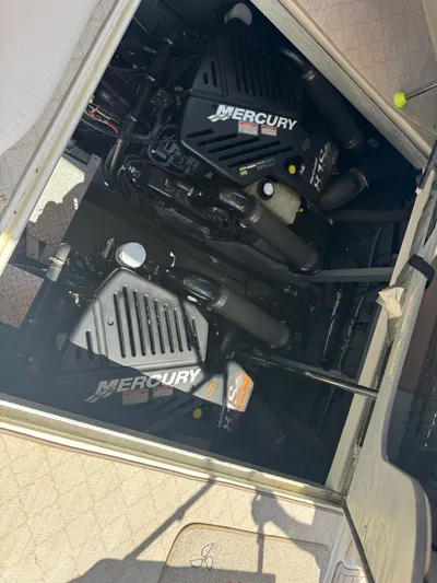  Yacht Photos Pics Engine compartment of a 2001 Sea Ray 380 Sundancer with Mercury engines.