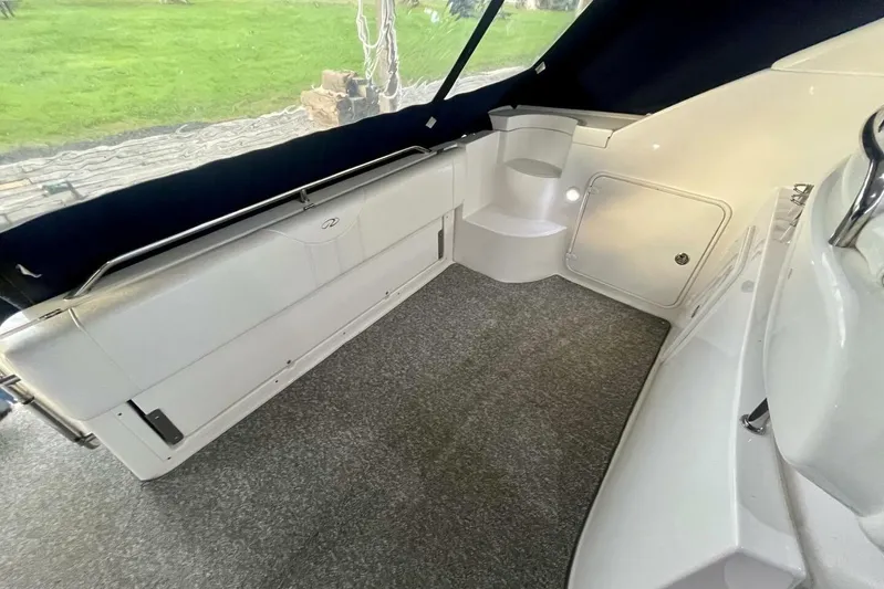  Yacht Photos Pics 2008 Regal Commodore 3760 IO boat interior with seating and storage compartments.