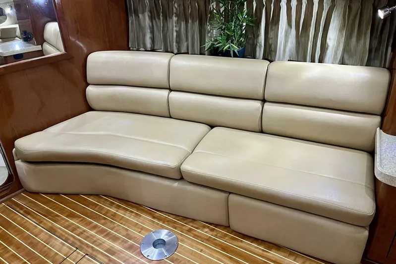  Yacht Photos Pics Luxurious beige leather seating in 2008 Regal Commodore 3760 IO yacht interior.