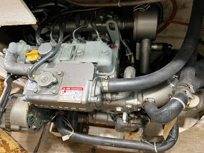 Majestic Yacht Photos Pics Engine of a 1999 St Francis 44 MKII sailboat, showing detailed components and hoses.