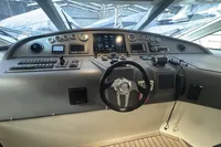 Control panel of a 2007 Astondoa 53 Open yacht, featuring modern navigation equipment.