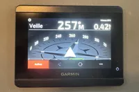 Garmin navigation display on 2007 Astondoa 53 Open yacht, showing compass and speed details.