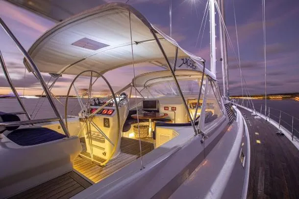 Sorcerer II Yacht Photos Pics Starboard Helm to Cockpit