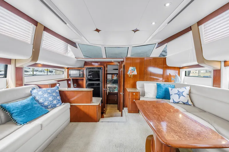  Yacht Photos Pics Luxurious interior of 2007 Meridian 459 Motoryacht with elegant seating and decor.