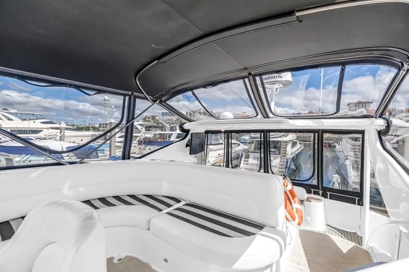  Yacht Photos Pics Luxurious interior of 2008 Meridian 459 Motoryacht with marina view.