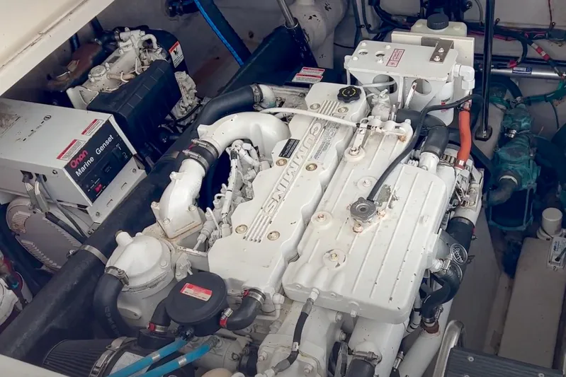  Yacht Photos Pics Engine room of a 2007 Sea Ray 40 Sundancer with Cummins engine and marine generator.