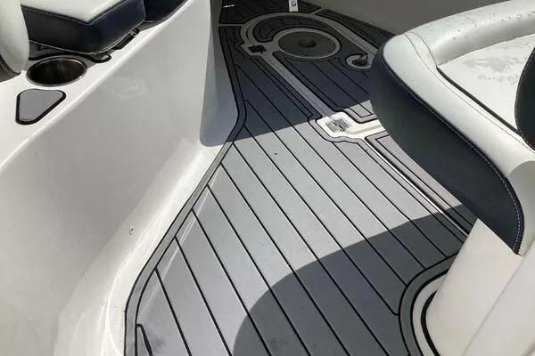  Yacht Photos Pics 2021 Tidewater 280 CC Adventure boat interior with sleek, modern seating and flooring design.
