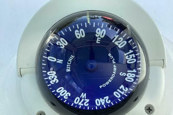  Yacht Photos Pics Compass on 2021 Tidewater 280 CC Adventure boat, showing cardinal directions.