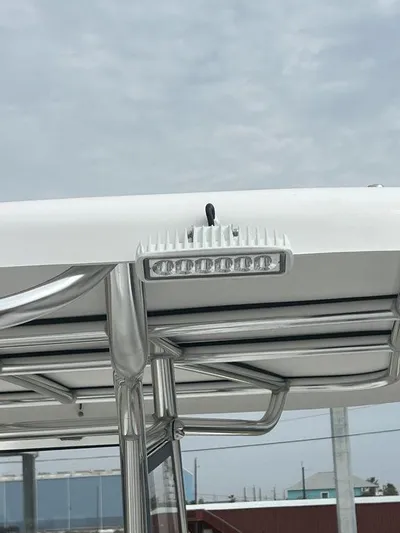  Yacht Photos Pics 2024 Twin Vee 280 STX boat with LED lights and stainless steel frame.