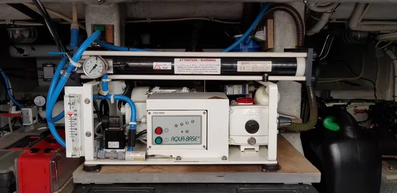  Yacht Photos Pics Water filtration system in a 2004 Uniesse 57 yacht engine room.