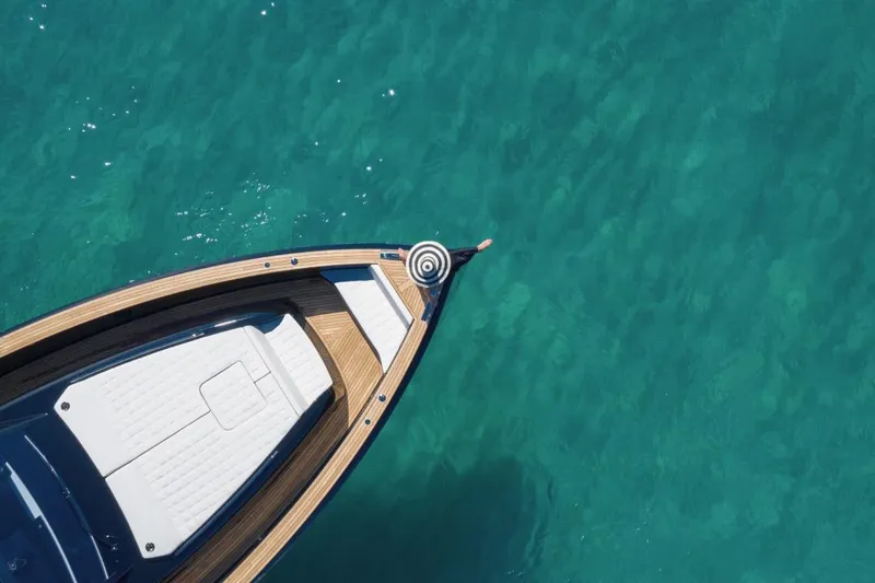  Yacht Photos Pics Aerial view of 2026 Pardo Yachts 50 on clear turquoise water.