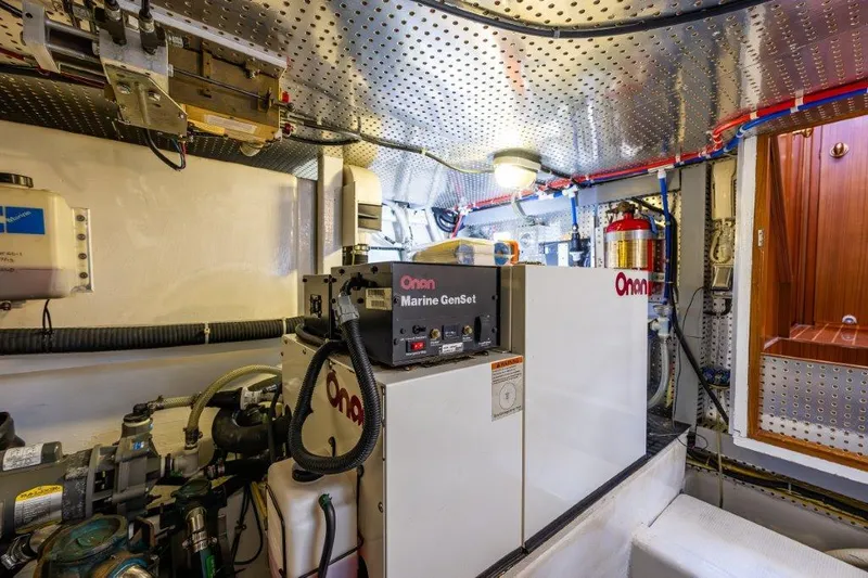  Yacht Photos Pics Engine room of 2000 Symbol 42 Classic Trawler with Onan Marine Generator.