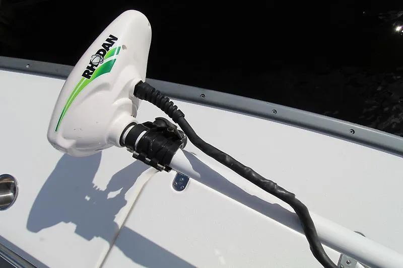  Yacht Photos Pics Close-up of Rhodan trolling motor on 2022 Cape Horn 36 XS boat.