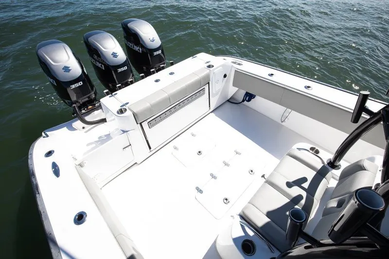  Yacht Photos Pics 2022 Cape Horn 36 XS boat with triple Suzuki 350 outboard engines.