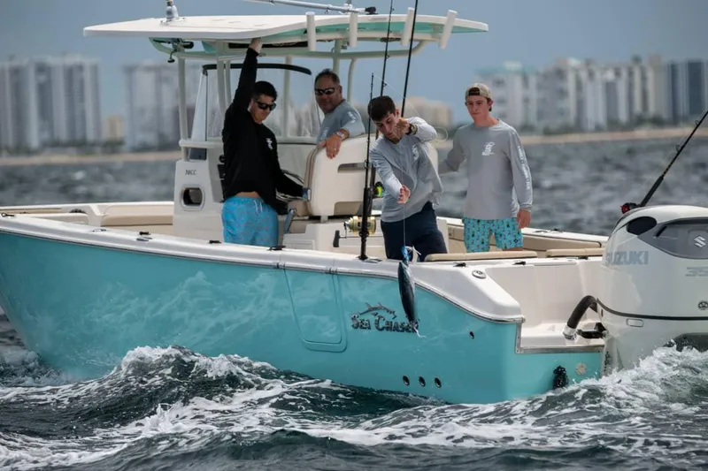 Yacht Photos Pics Manufacturer Provided Image: Anglers on a 2026 Sea Chaser 30 HFC CC boat fishing.