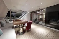 Luxurious 2018 Benetti 95 Delfino yacht interior with elegant seating and modern design.