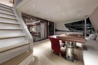 Luxurious 2018 Benetti 95 Delfino yacht interior with elegant seating and modern design.