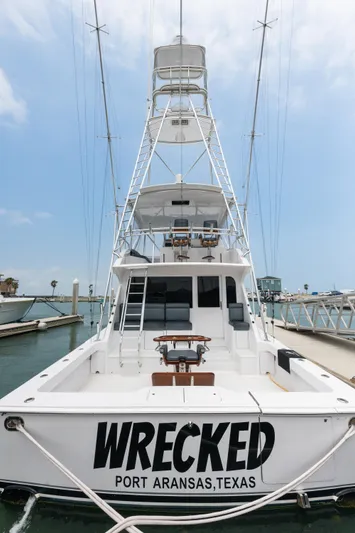  Yacht Photos Pics 2001 Viking 55 Convertible yacht Wrecked docked in Port Aransas, Texas.