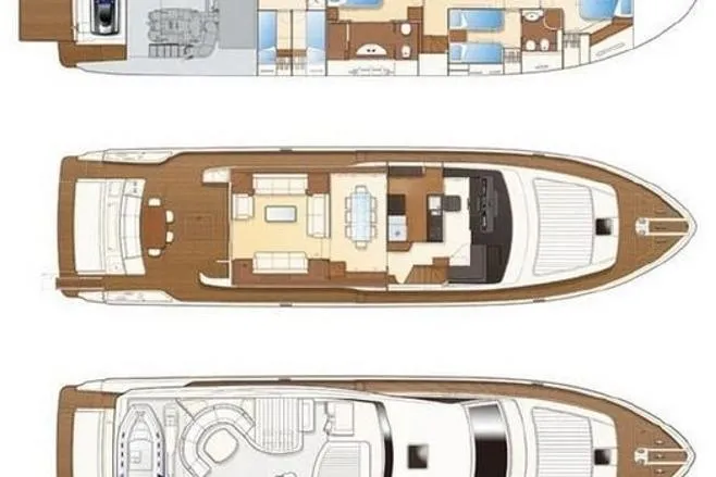  Yacht Photos Pics Floor plan of a 2008 Ferretti Yachts 780, showcasing interior and deck layout.