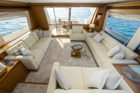  Yacht Photos Pics Luxurious interior of 2008 Ferretti Yachts 780 with elegant seating and ocean view.