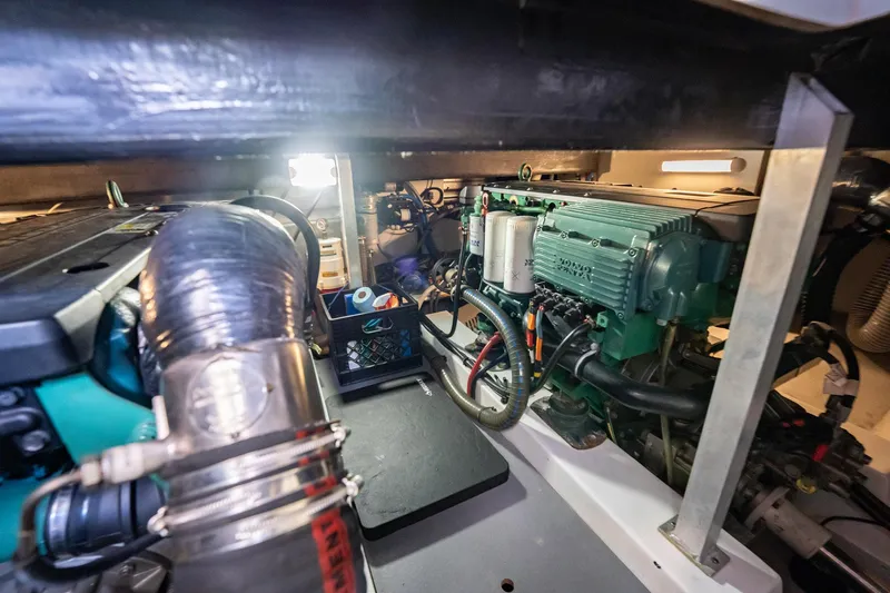 Wanderer Yacht Photos Pics Engine room of 2016 Beneteau Swift Trawler 44, featuring Volvo Penta engine components.