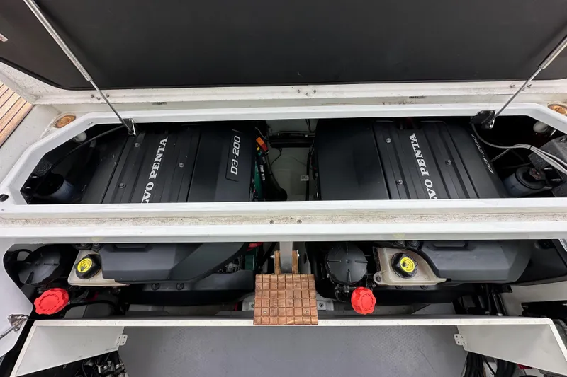  Yacht Photos Pics Engine compartment of a 2015 Jeanneau NC11 with Volvo Penta D3-200 engines.