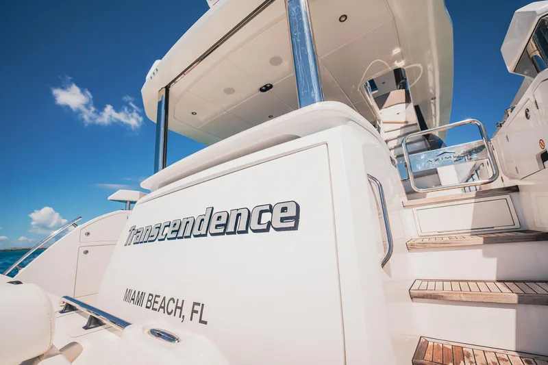 Transcendence Yacht Photos Pics Azimut 78 Flybridge 2020 yacht, named "Transcendence," docked in Miami Beach, FL.