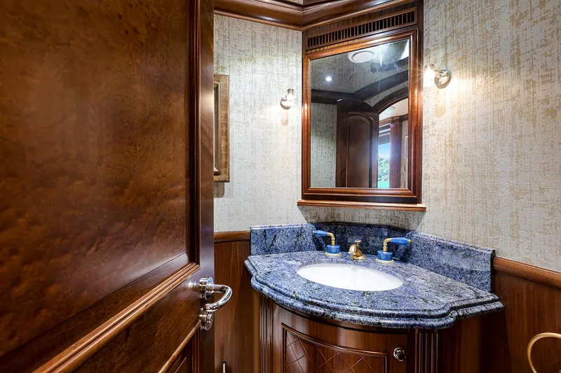  Yacht Photos Pics Luxurious bathroom with granite countertop in 2003 Sovereign Tri-Deck yacht.