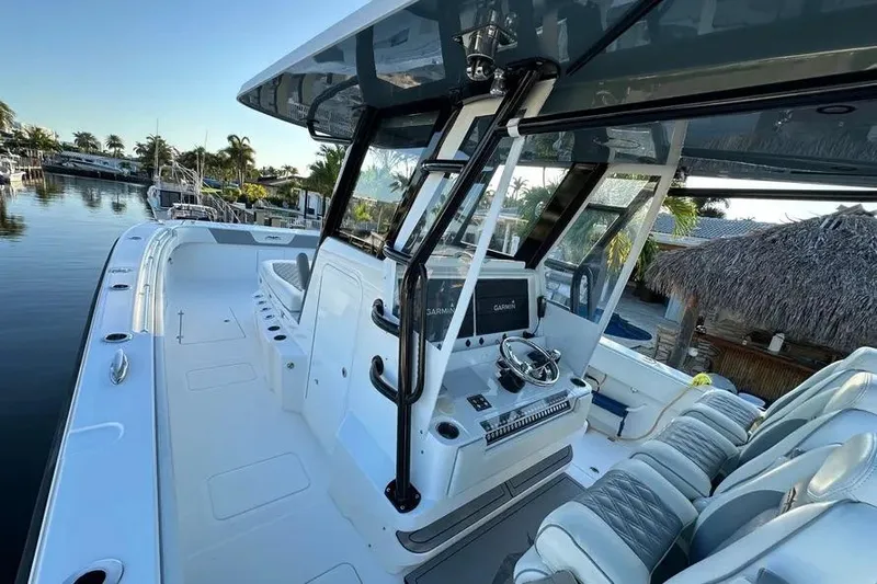  Yacht Photos Pics 2022 Invincible 35 Catamaran with sleek design and modern navigation equipment.