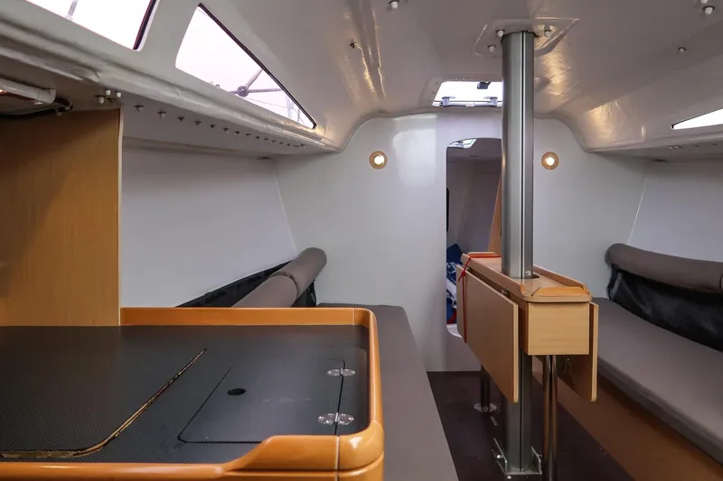 From Away Yacht Photos Pics Interior of 2017 Jeanneau SunFast 3200 sailboat, featuring modern design and comfortable seating.