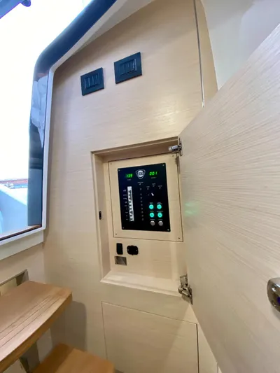 Seayou Yacht Photos Pics 2022 SACS Strider 15 control panel with digital display in a sleek interior setting.