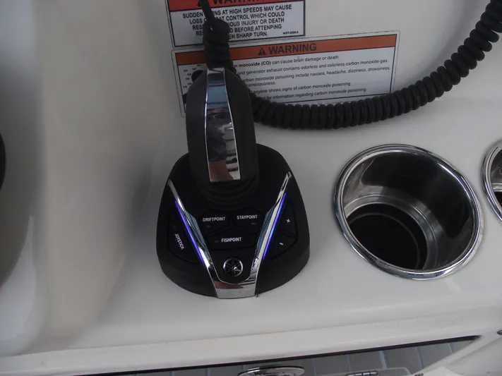  Yacht Photos Pics Joystick control on 2021 Cobia 301 Center Console boat dashboard.