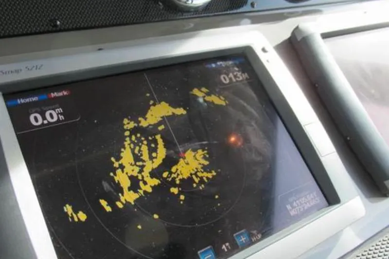  Yacht Photos Pics Radar display on 2012 Regal 42 Sport Coupe showing navigation data.