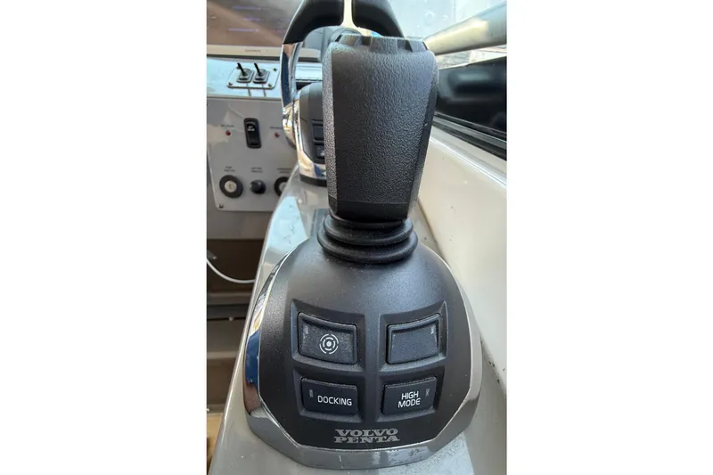  Yacht Photos Pics Control panel of a 2012 Regal 42 Sport Coupe with Volvo Penta joystick.