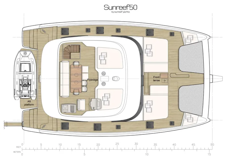 Dolphin Yacht Photos Pics Floor plan of 2019 Sunreef 50 yacht, showcasing layout and design features.