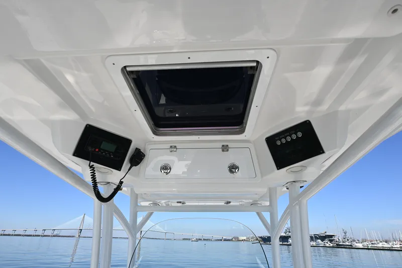  Yacht Photos Pics 2020 Sea Fox 288 Commander boat interior with control panel and ocean view.